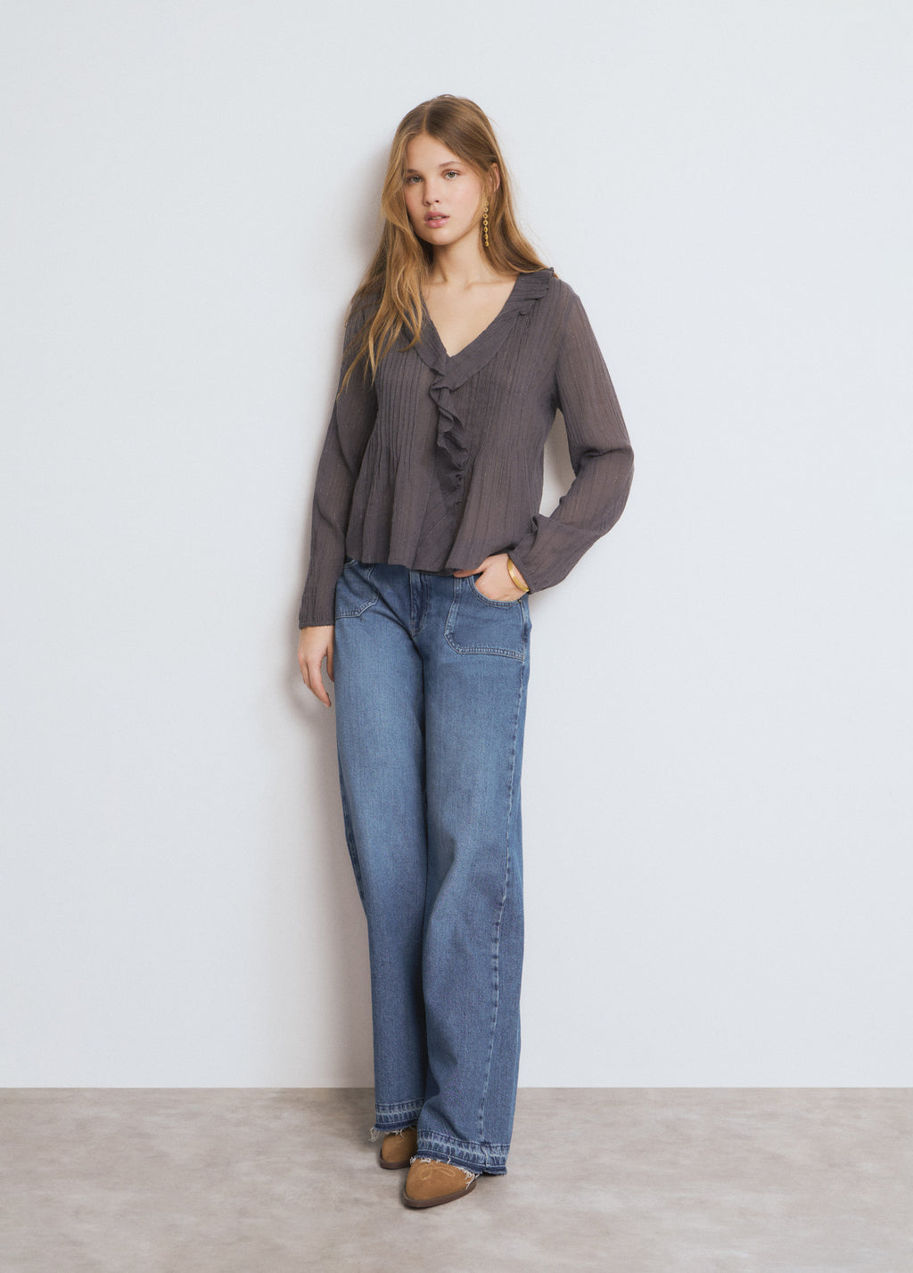 Blouse smock lurex