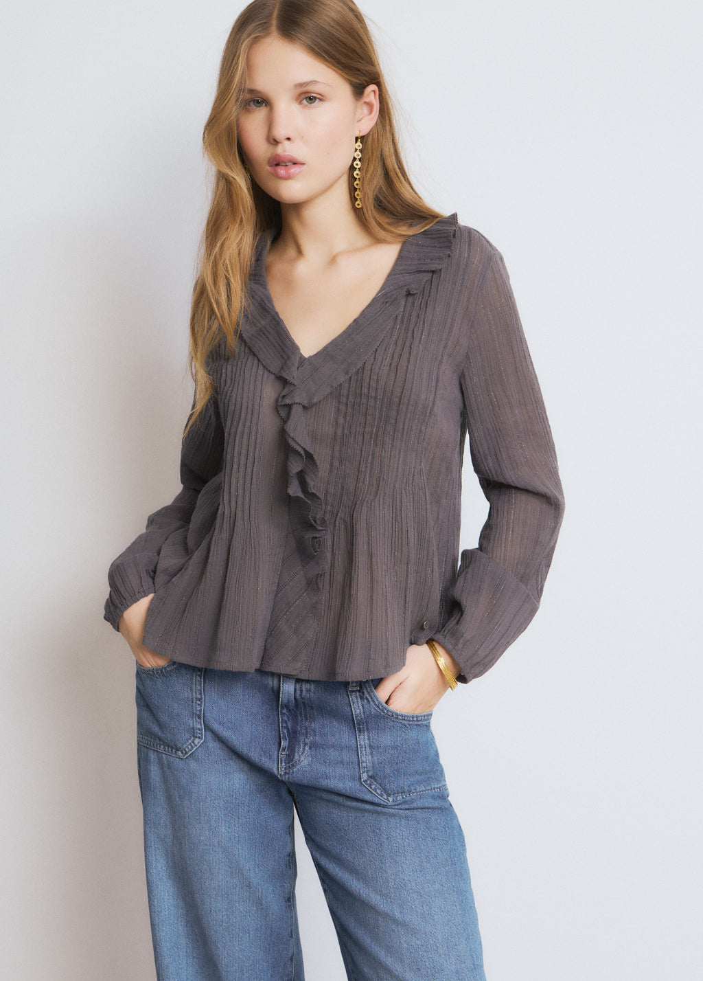 Blouse smock lurex