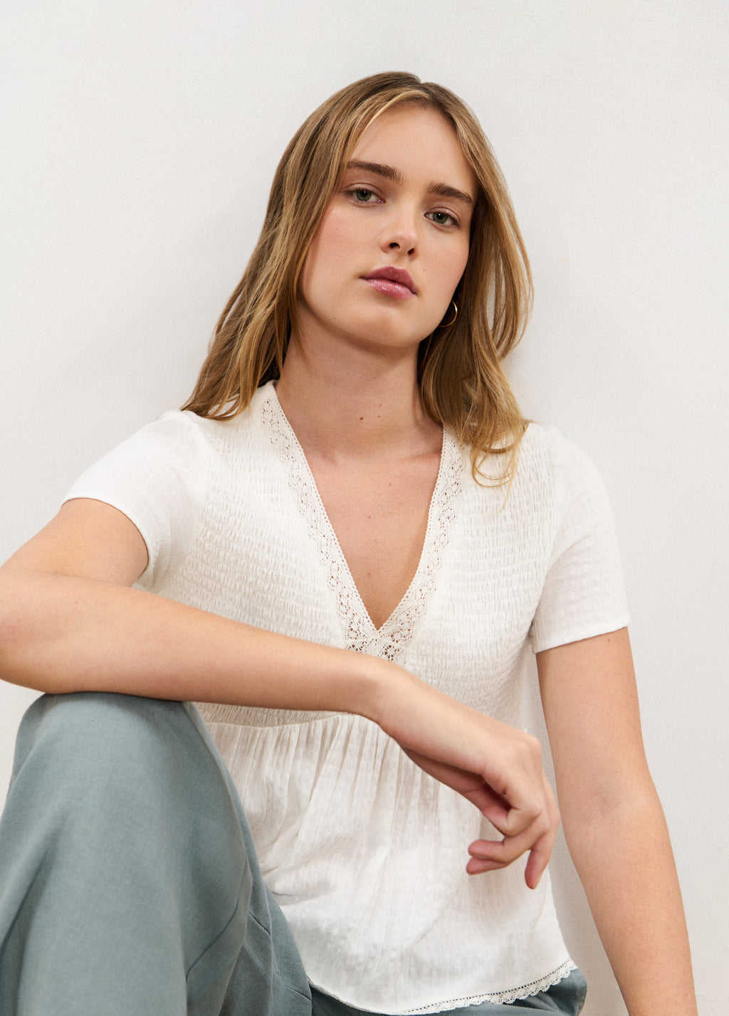Blouse smockée