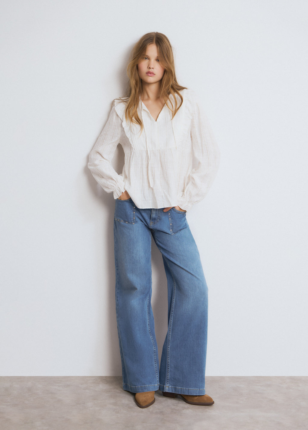 Blouse volant lurex