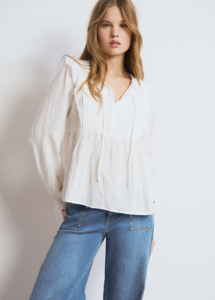 Blusa volante lurex