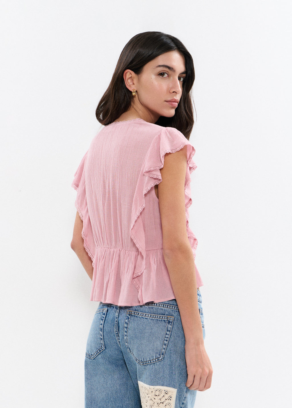 Blouse à volants en dentelle