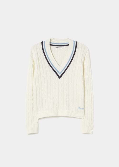 Jersey cuello pico trenzas