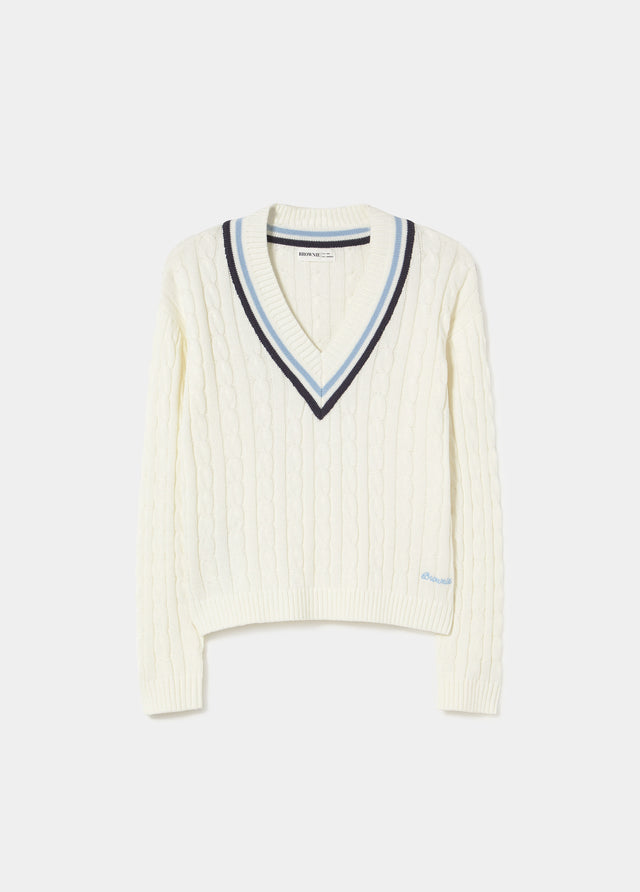 Jersey cuello pico trenzas