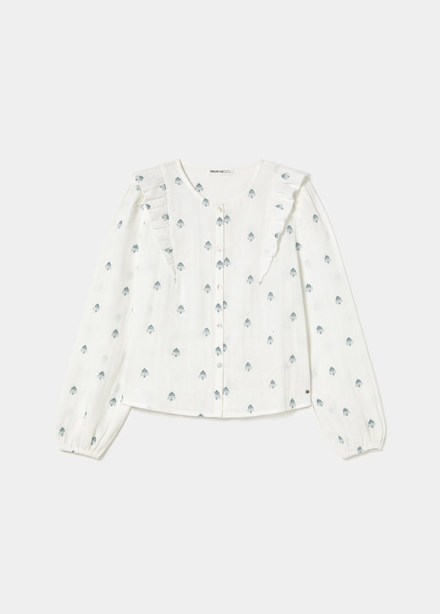 Blouse double tissu broderies