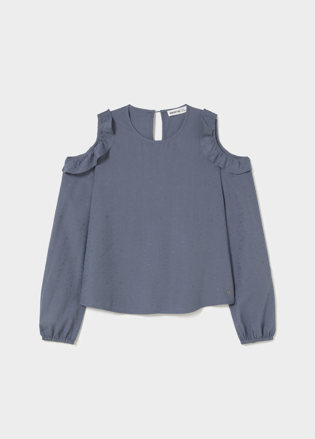 Cut-out Ruffle Blouse