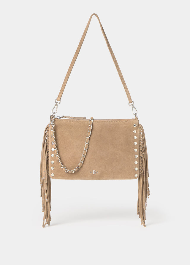 Leather Flap Bag with Fringes