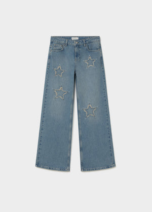 Jean étoiles patch effiloché
