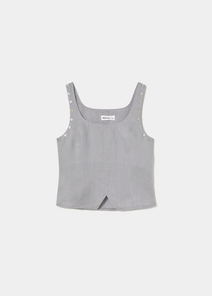 Top de linho com detalhe de botões