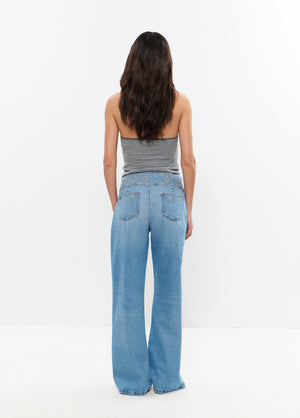 Jean taille haute brodé