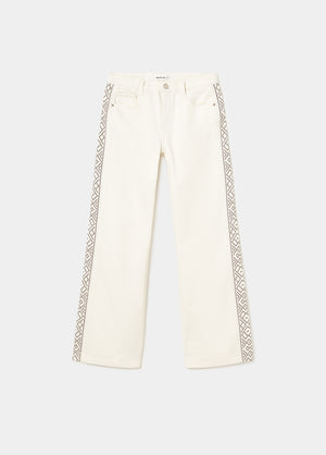 Pantalon brodé sur le côté
