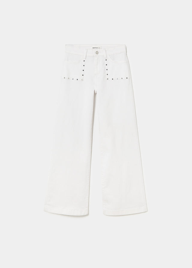 Calças culotes com tachas
