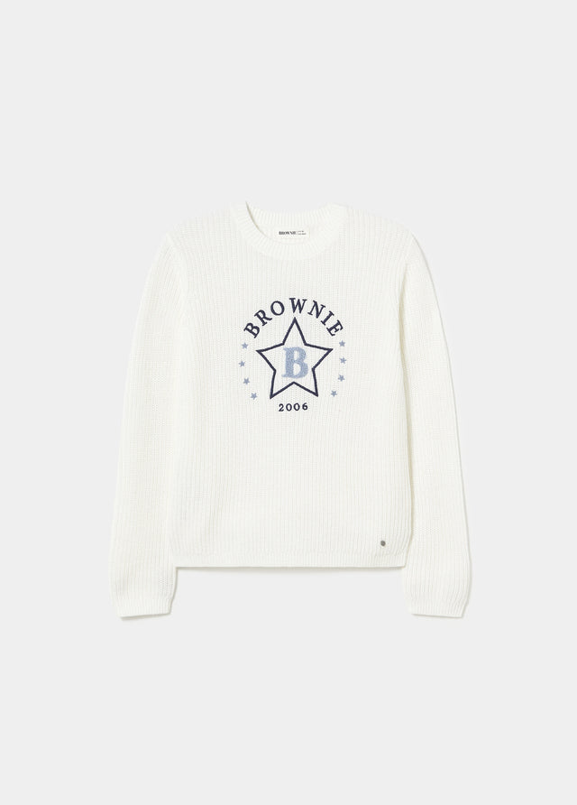 Camisola bordada com estrela flock