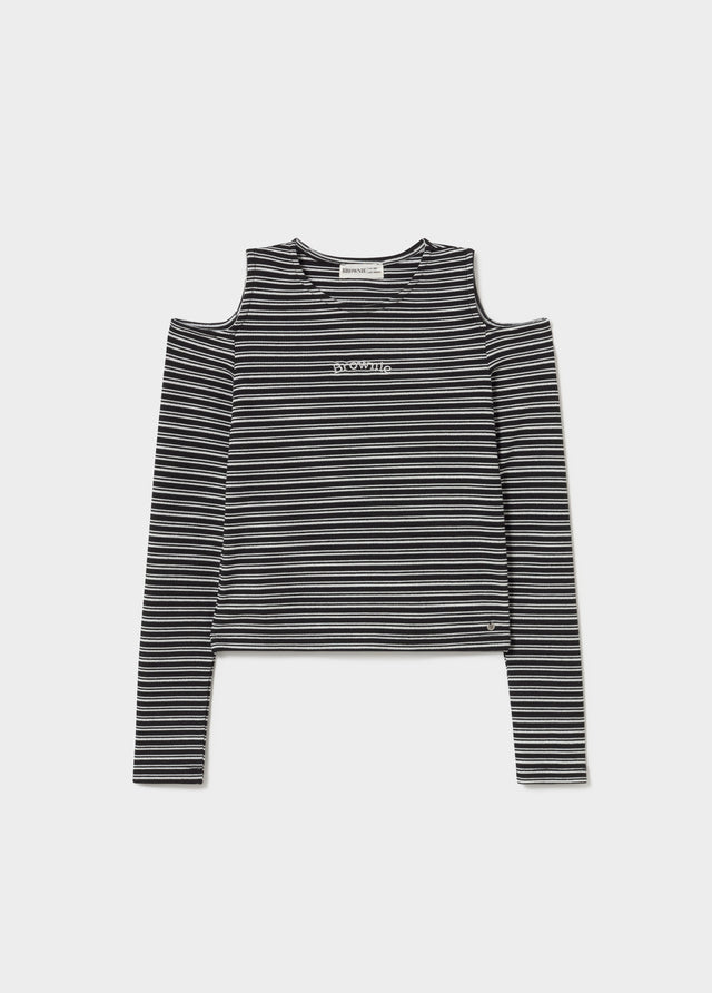 T-shirt rayures découpe épaule