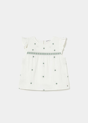 Double-layer embroidered blouse