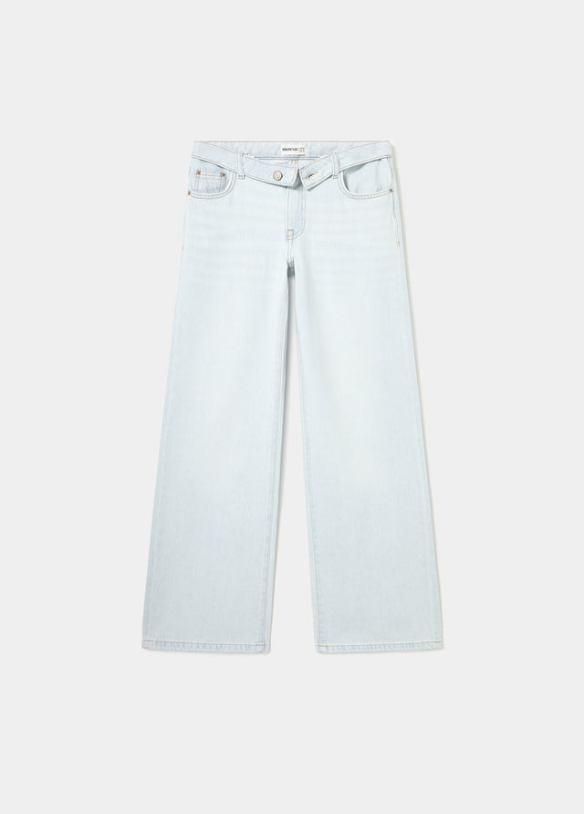 Jeans with turned-up waistband