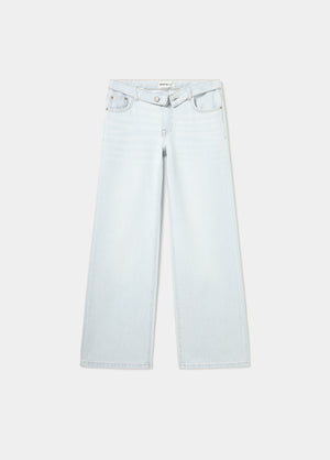 Jeans with turned-up waistband