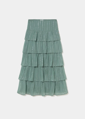 Multi-ruffle shiny skirt