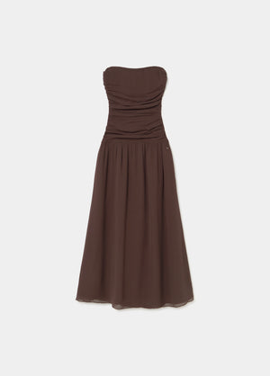Robe longue froncée