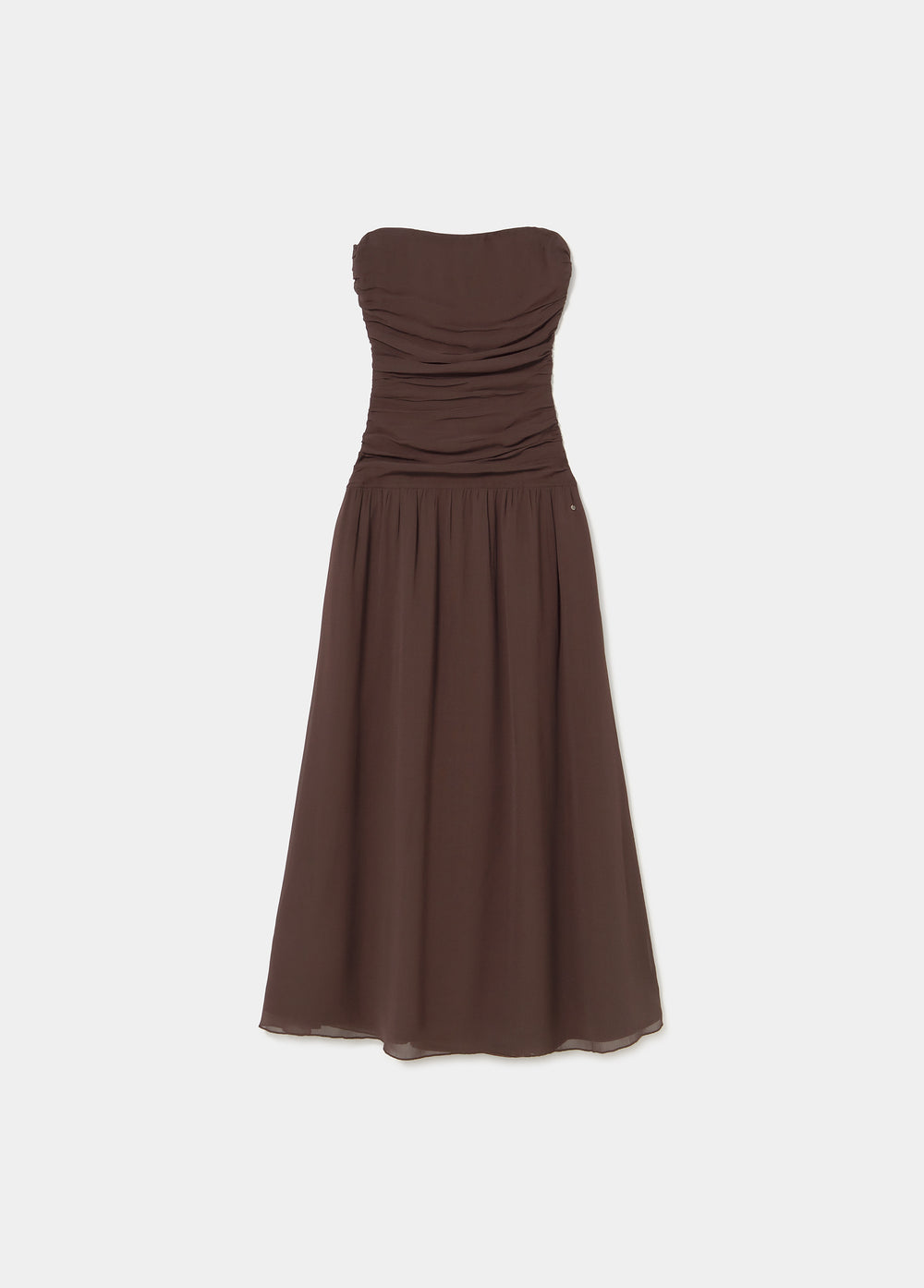 Vestido longo com franzidos