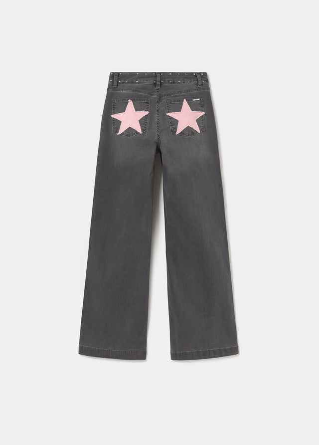 Jeans poche patch étoiles twill