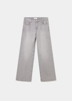 Jeans gris de corte recto y largo completo vistos de frente