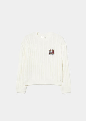 Cable knit sweater with puppies