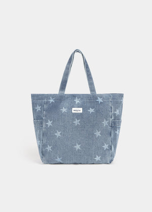 Denim shopper bag with stars