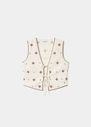 Embroidered border vest