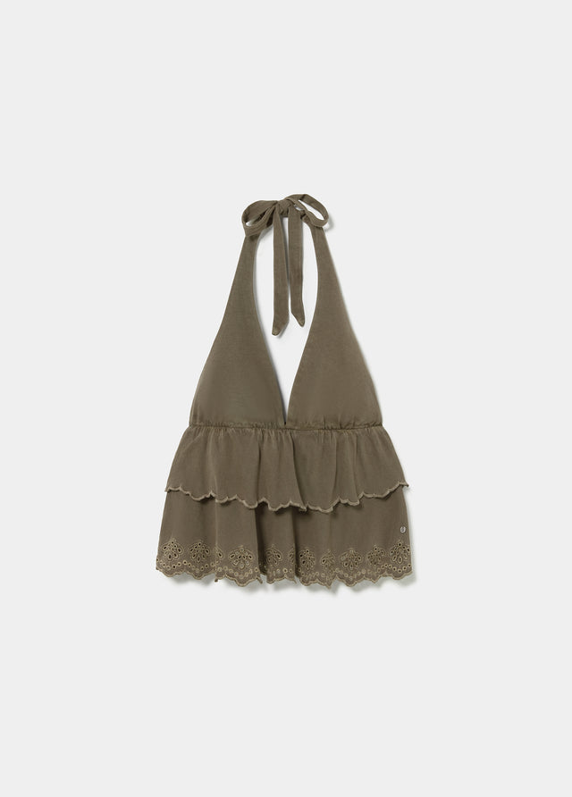 Halter top with ruffles