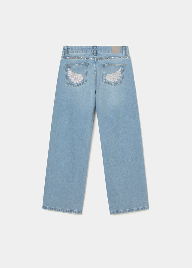 Jean taille basse ailes pailletées