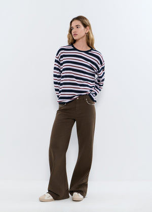 Pantalon relaxed clous et ourlet retourné
