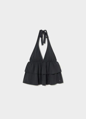 Halter top with multiple ruffles