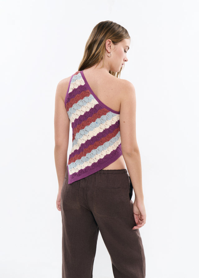 Asymmetrical multicolor knit top