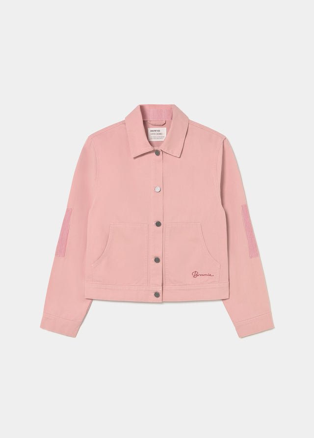 Cotton jacket with striped elbow patches