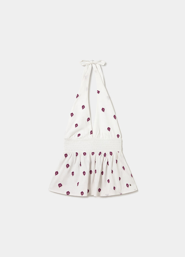 Embroidered halter top