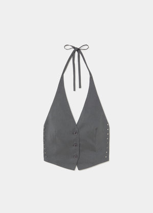 Top halter en lin à clous