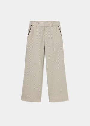 Linen pants with stripes and contrast trims