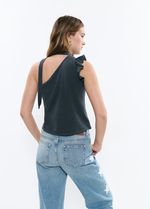Asymmetrical ruffled T-shirt