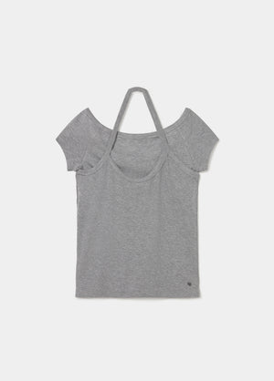 T-shirt halter com duplo rib