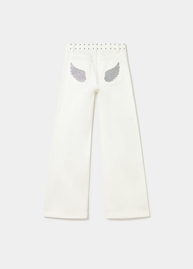 Pantalon poche patch pailleté
