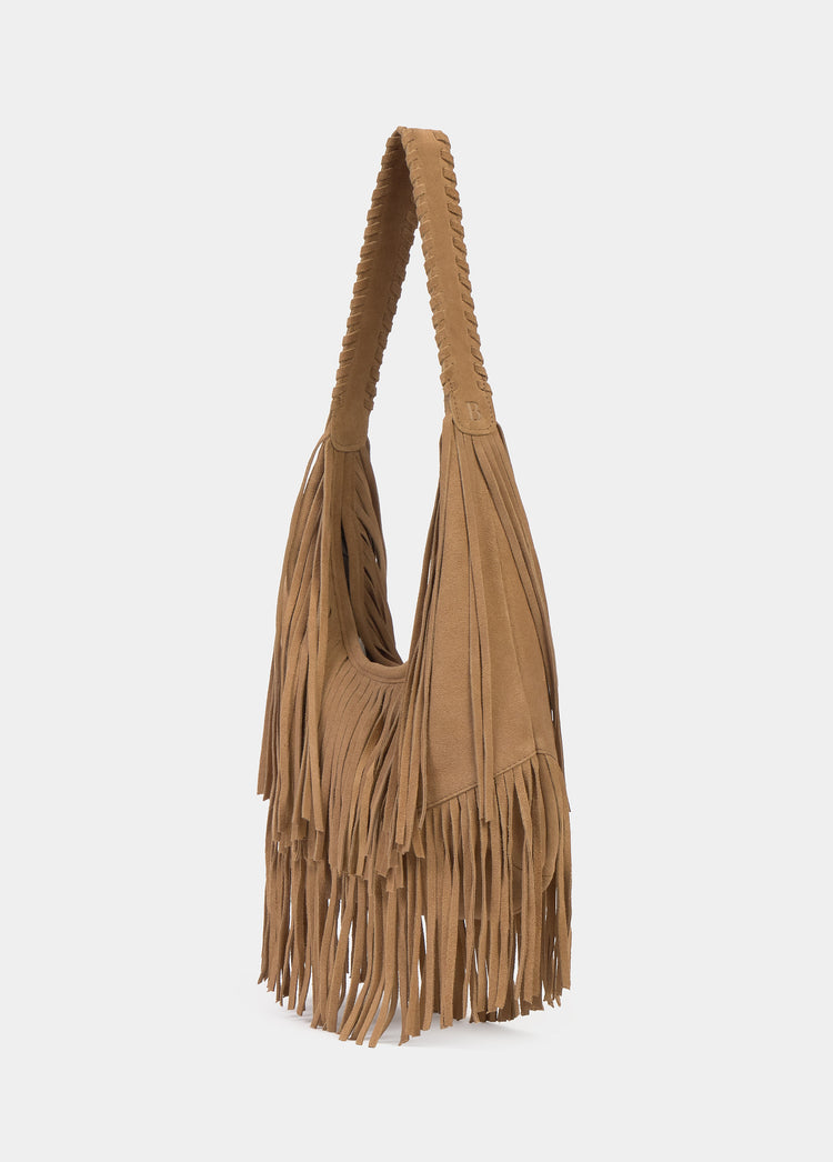 Bolso hombro flecos piel