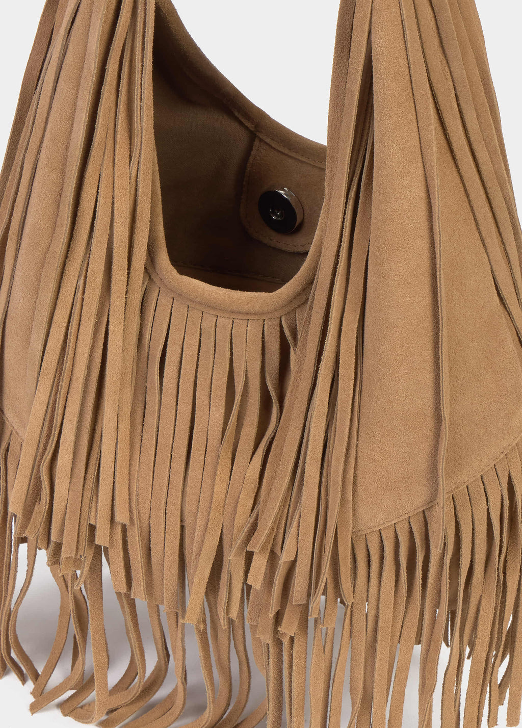 Bolso hombro flecos piel