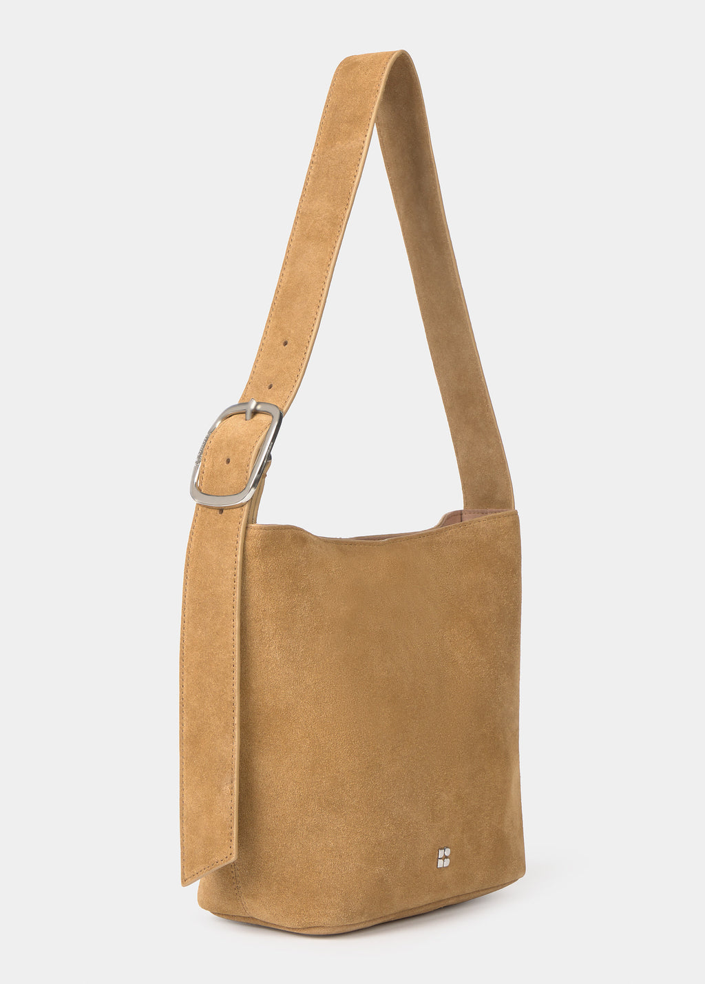 Borsa secchiello con manico in pelle