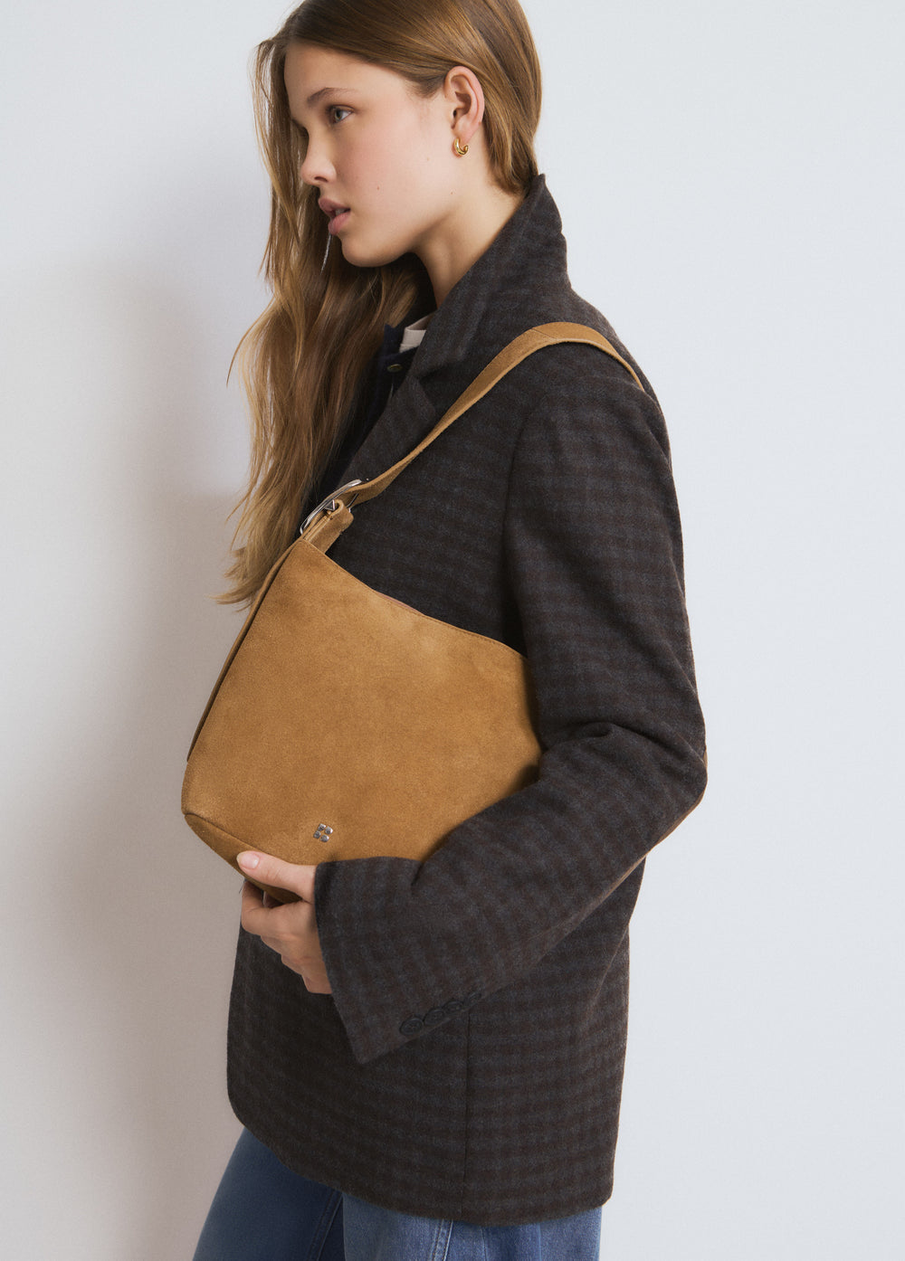 Mala saco com asa de couro