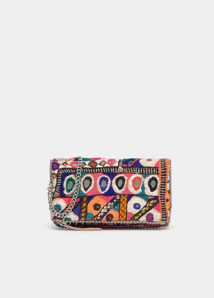 Bolso solapa espejos y bolitas