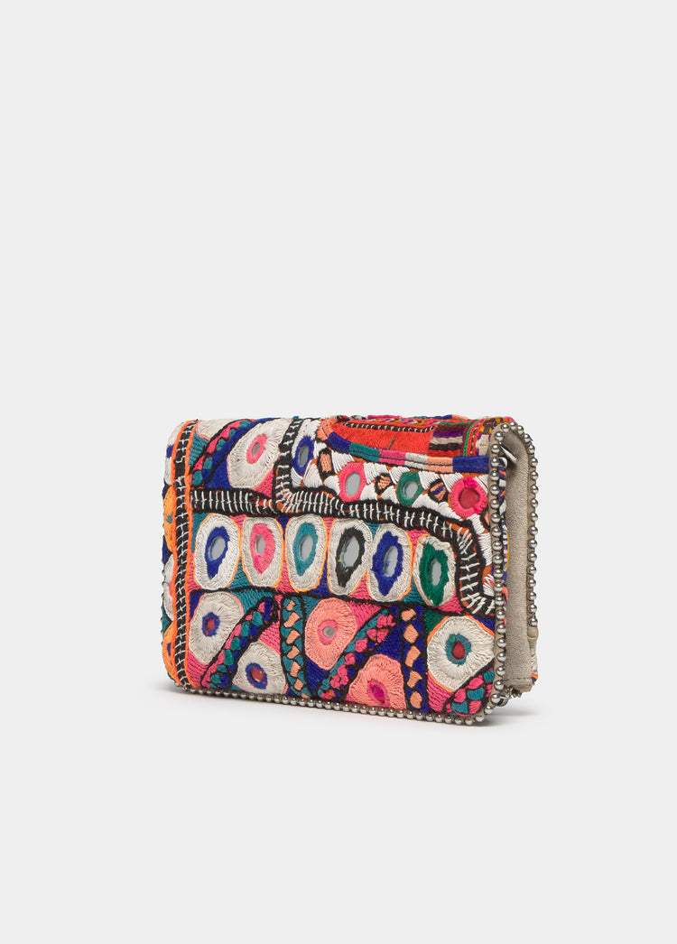 Bolso solapa espejos y bolitas