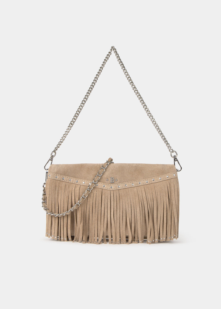 Bolso solapa flecos piel