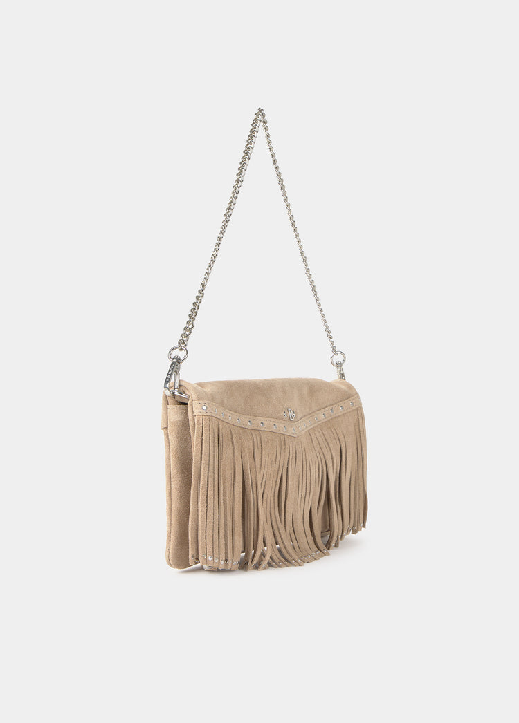 Bolso solapa flecos piel