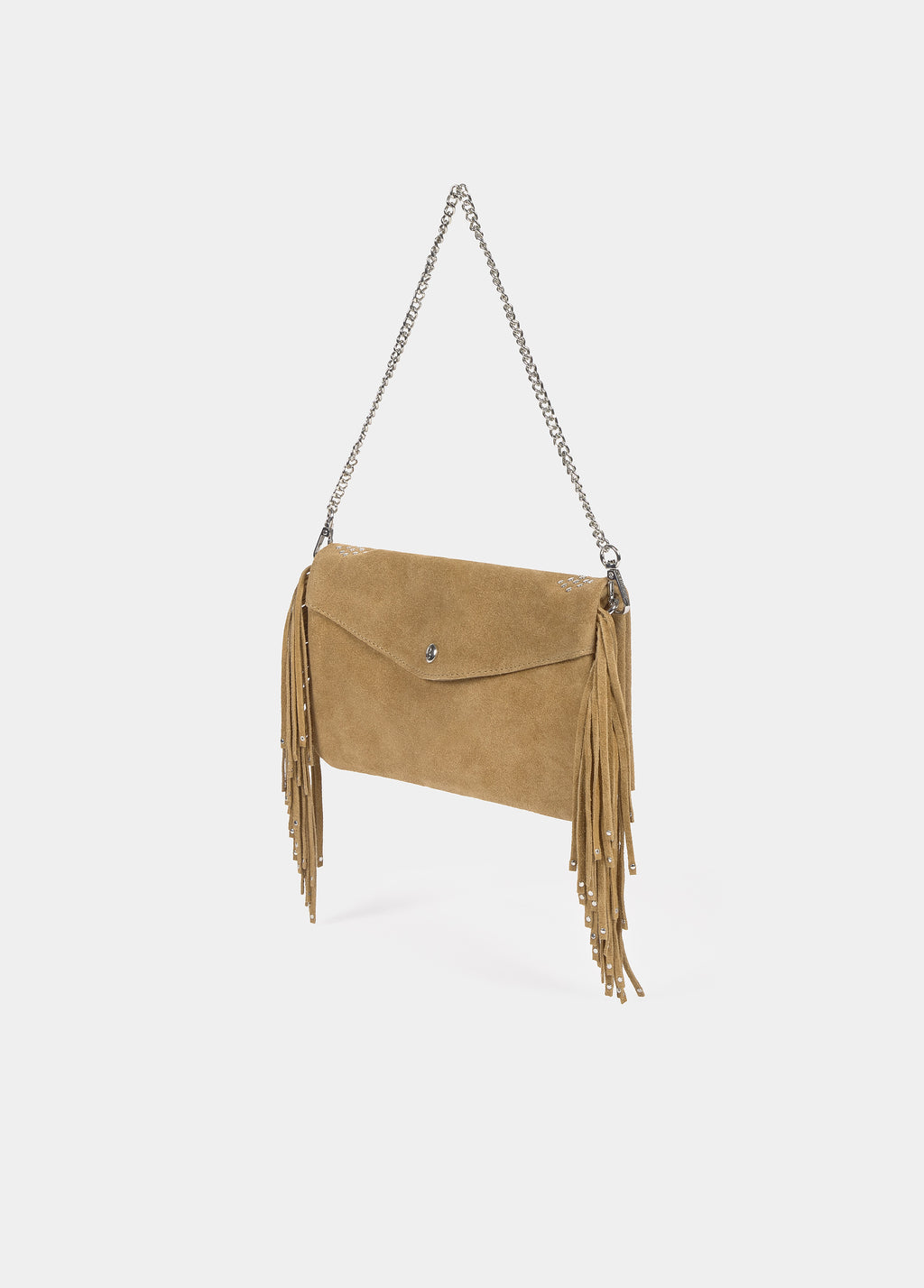Sac rabat petits clous franges cuir